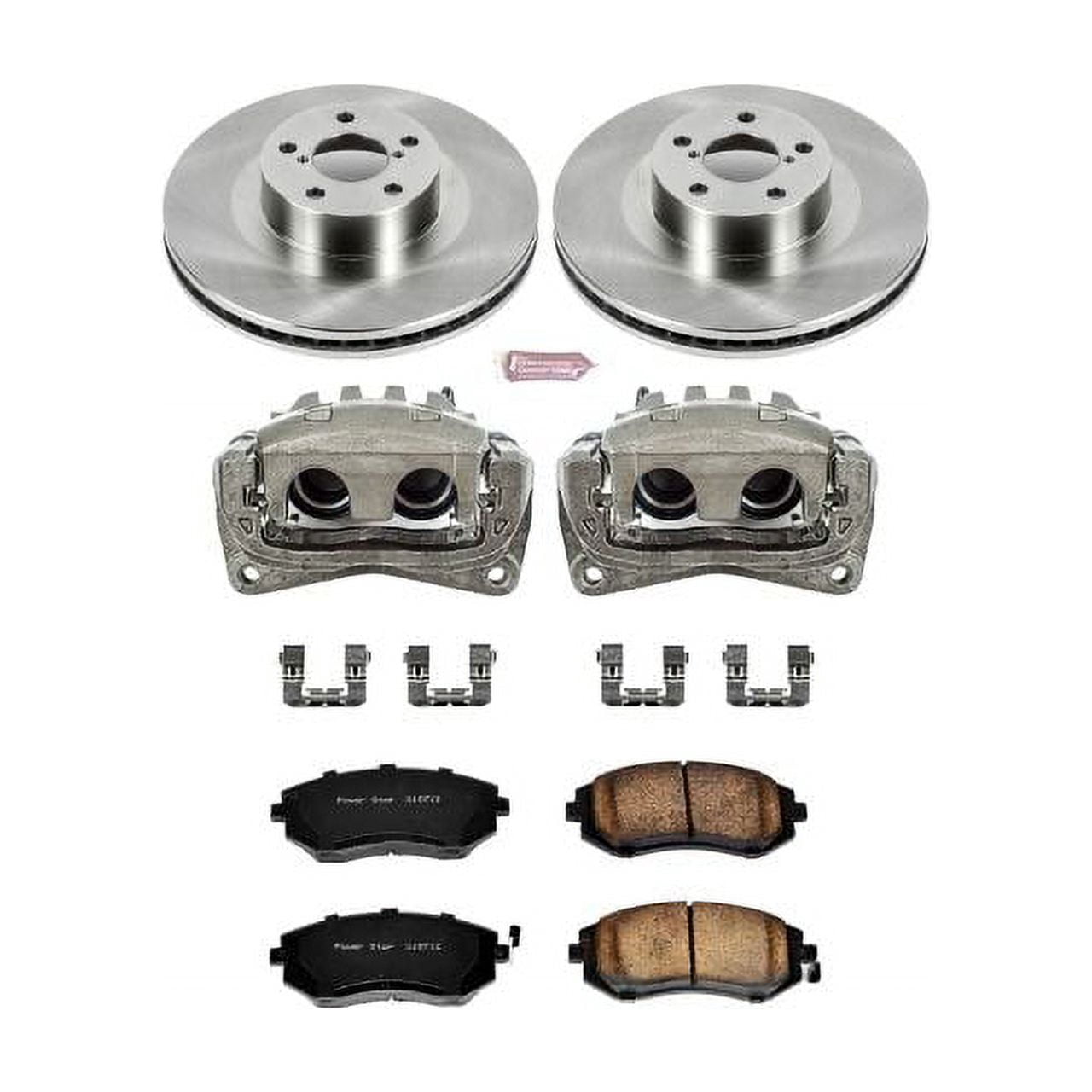 PowerStop Front Stock Replacement Brake Pad and Rotor Kit with Calipers Fits: SAAB SUBARU Select Models KCOE2373