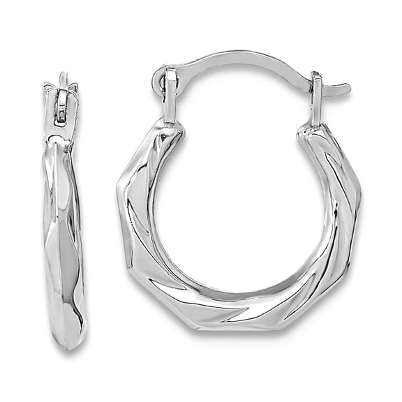 10k White Gold Polished Twist Hoop Earrings 12.99x11.4mm Wide 1.5mm Thick Hoop Earring for Women