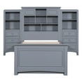 thumbnail image 3 of Twin Size Wood Platform Bed with Vertical All-in-One Cabinet and 4 Drawers on Each Side, Gray, 3 of 9