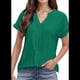 thumbnail image 1 of Blusas con Ojales para Mujer, Cuello en V, Corta, Bordadas, Estilo , Informal, Holgada, de Verano Verde XL, 1 of 7