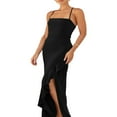 thumbnail image 2 of Femmes d'Été Longue Fronde Skinny Robe Couleur Unie Irrégulière Fendue Robe d'Ourlet, 2 of 7
