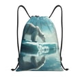 thumbnail image 1 of Xecao Polar Bear On Iceberg Pattern Sports Drawstring Backpack - String Swim Gym Bag with Wet Proof Pocket for Women&Men-Small, 1 of 6
