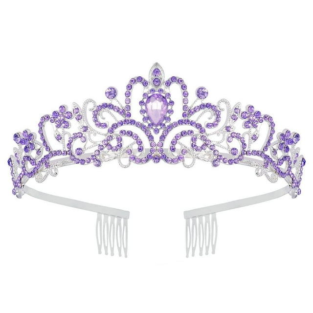 Papoopy Tiara Corona para Mujer Diadema Accesorios para el Cabello para Cumpleaños Boda Fiesta Disfraz Púrpura