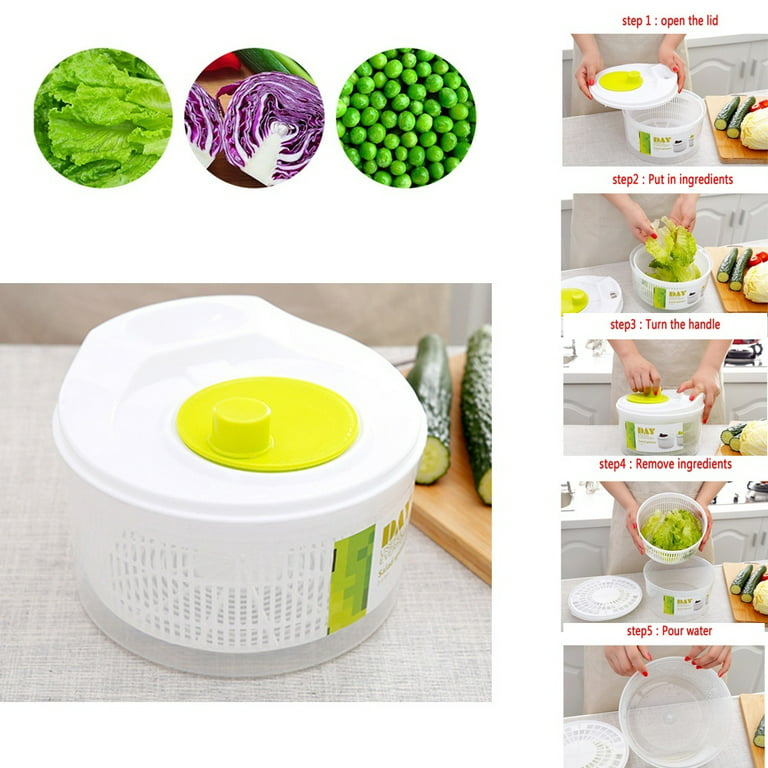 Manual Vegetable Dryer Salad Spinner Drain Basket Wash Drying Storage  Basket Fruit Vegetable Dehydrator Spin Dryer Kitchen Tools