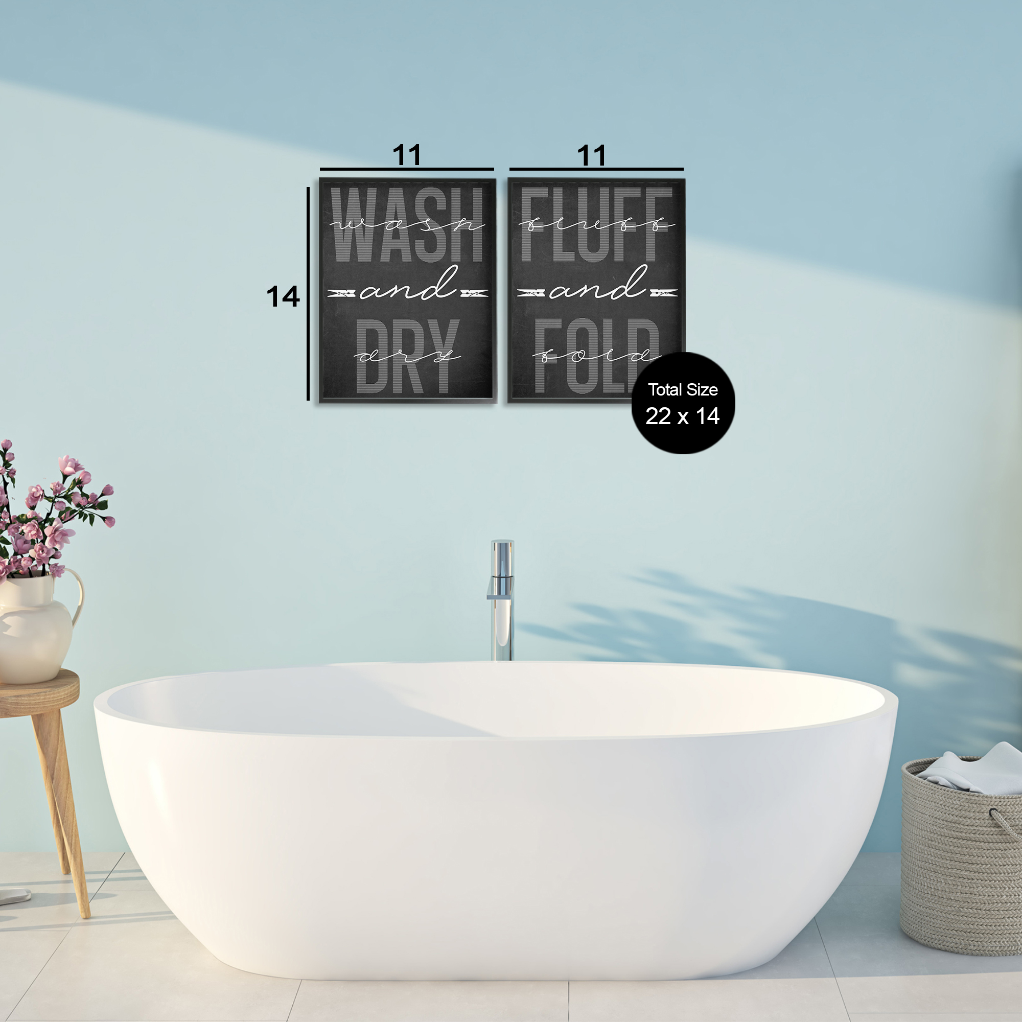 Laundry Words in Black 2 Piece Black Framed Giclee Art Set, design by Marcus Prime