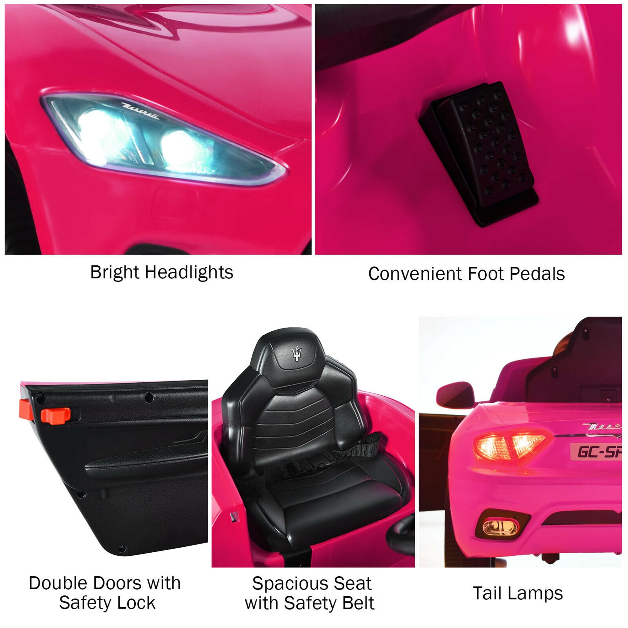 Gymax 12V Kids Ride On Car Maserati GranCabrio Licensed w/ Remote Control& Lights Pink