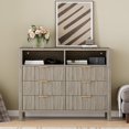 thumbnail image 4 of Fluted 6 Drawer Dresser for Bedroom, 47.2" Wide Wood Chest of Drawers with 2 Open Shelves, Modern Bedroom Dresser for Closet, Living Room, Entryway, 4 of 6