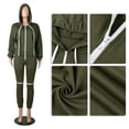 thumbnail image 5 of MIUOWANP Two piece Sets for Women Women Tracksuits Long Sleeve Coat Knee Hole Zipper Hooded Sports Suit, 5 of 5