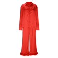 thumbnail image 6 of Tnhcen Women's 2 Piece Pajama Set Button Front Long Sleeve Satin Shirt Pants Lounge Homewear Set S-2XL, 6 of 8