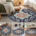thumbnail image 6 of Bohemia Floral Washable Round Area Rug 3 ft, Vintage Boho Ethnic Farmhouse Flower Pattern , Soft Non Slip Rugs Stain Repellent Indoor Felt Carpet for Living Dining Room Bedroom Home Office, 6 of 9