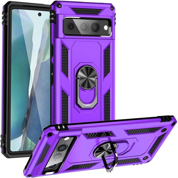 MYKOMI Designed for Google Pixel 7 Pro Case, Military-Grade Metal Ring Holder Kickstand 15ft Drop Tested Shockproof Cover Case for Pixel 7 Pro