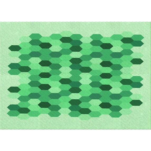 Ahgly Company Machine Washable Indoor Rectangle Transitional Jade Green Area Rugs, 6' x 9'