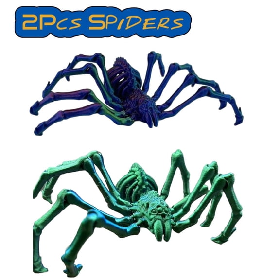 Aousin Halloween 2Pcs Set 9.84'' 3D Printed Spider Relaxation Ornaments, Halloween Articulated Fake Spider Figures, indoor Decorations, Stress Relief Fidget Ornaments