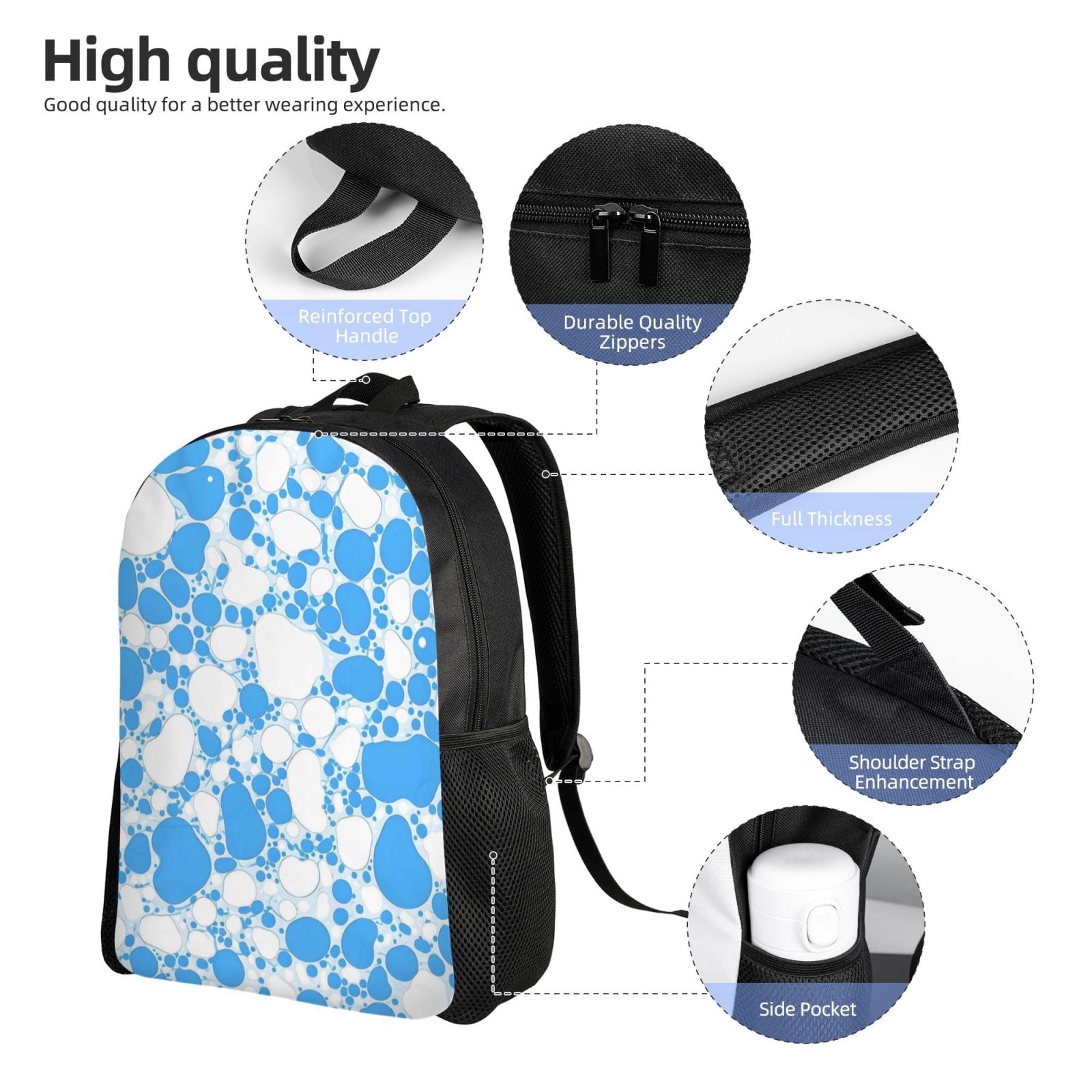 Single Side Full Backpack 16.1×11.8×4.5in Large Capacity Breathable Shoulder Belt Leisure Simple And Strong Bearing Capacity Milk Cow Skin Print Style Powderblue_4