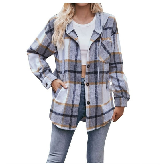 Huesdet Womens Corduroy Button Up Shirts Boyfriend Long Sleeve Oversized Blouses Tops(S,Gray)