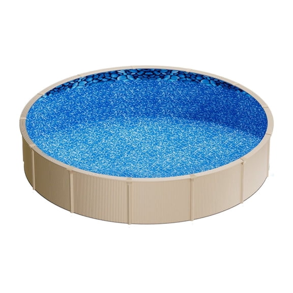 18ft Pool Liner Round Overlap, 52in Wall Height - Premium Vinyl Replacement Liner for Above Ground Pools, Boulder Swirl Pattern, Easy Install
