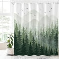thumbnail image 3 of Green Misty Forest Shower Curtain Ombre Nature Tree Plants Shower Curtains Fabric Waterproof Mountain Shower Curtain Sets for Bathroom Bath Decor with 12 Hooks (Green, 72'''' × 84''''), 3 of 6