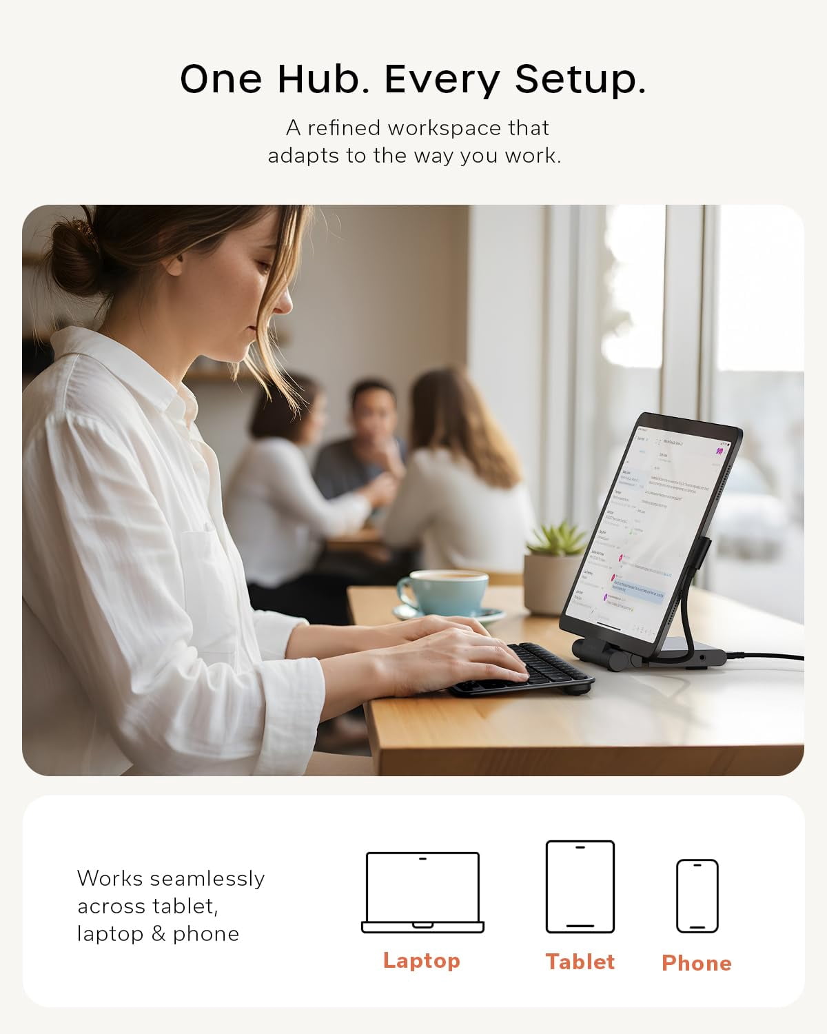 Satechi USB-C Foldable Stand Hub with 4K@60Hz HDMI, 100W Power Delivery, 10Gbps USB-C & USB-A, SD/microSD, for Tablets, Laptops & Smartphones Up to 13-inch, Space Black