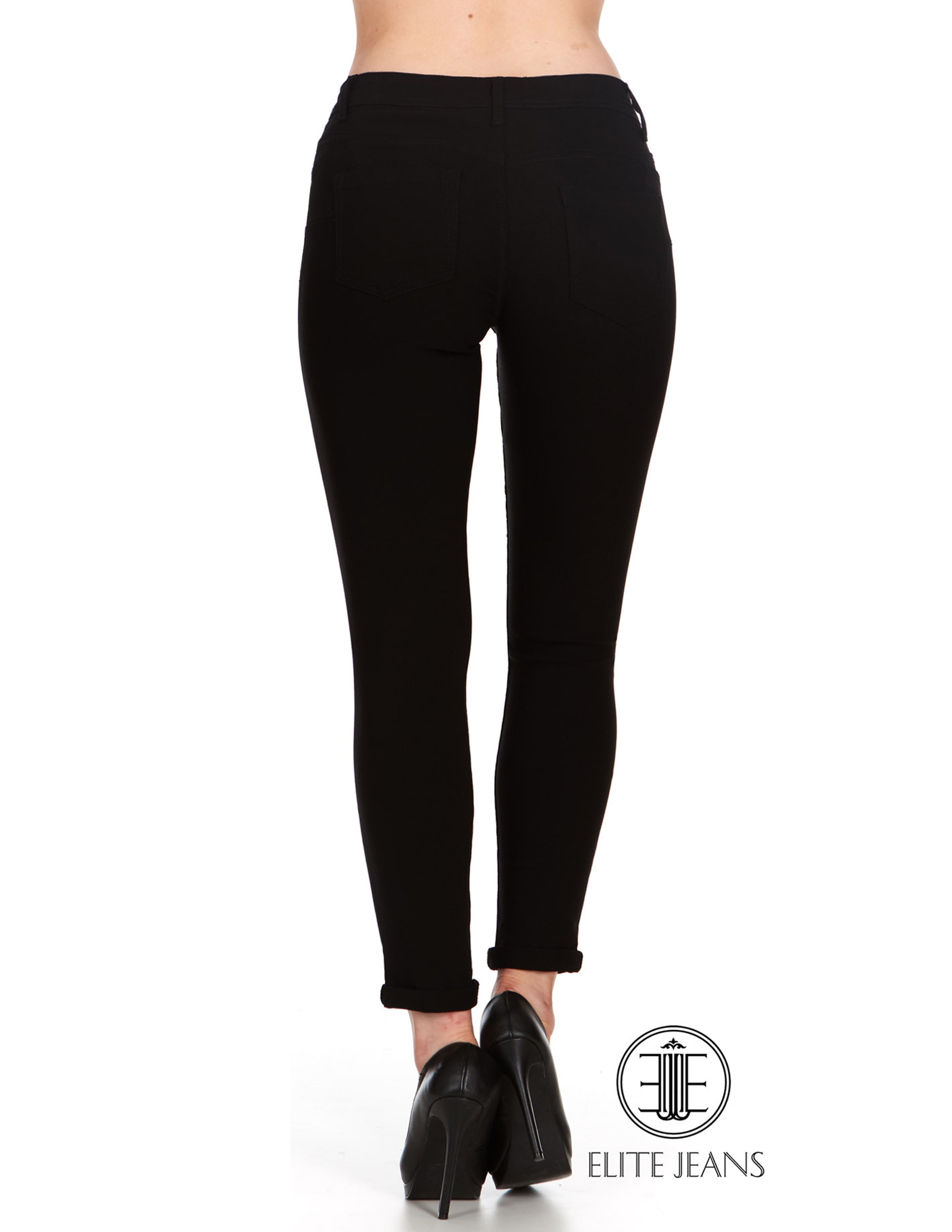 ELITE JEANS Mid Rise Active Stretch Push Up Skinny Jeans WomenBlack