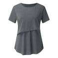 thumbnail image 6 of Youmylove Women Maternity T-Shirt Tee Shirts Short Sleeve Crew Neck Solid Color Asymmetrical Nursed Tops For Breastfeeding 3-Pack Comfy, 6 of 8