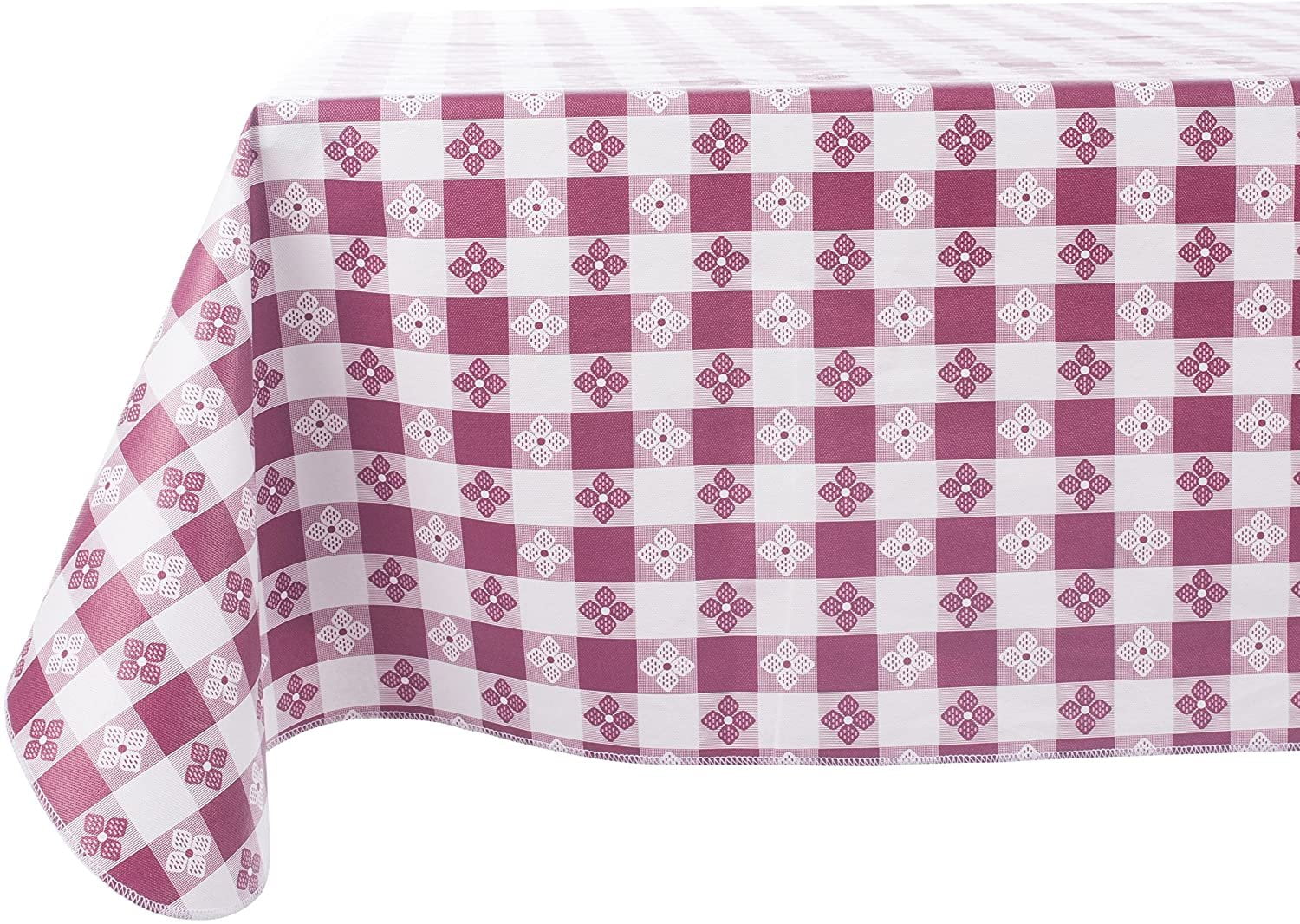Yourtablecloth Checkered Vinyl Tablecloth with Flannel Backing for
