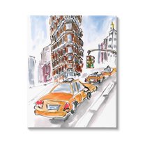 Stupell Industries City Taxis Modern Painting Town & City Painting Gallery Wrapped Canvas Print Wall Art