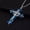 Blue, variant on Stainless Steel Necklace Cross Pendant Unisex Mens Box Chain Cz Rinestone N20