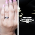 thumbnail image 3 of Rosec Jewels Moissanite Oval Engagement Ring 1 Carat - Double Band Ring - 5X7 mm - D-VS1 Grade Certified, 10K White Gold, US 10.00, 3 of 8