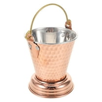 LOLIPPYY Hammered Metal Ice Bucket with Handle Rose Plated Chiller for Parties and Buffet