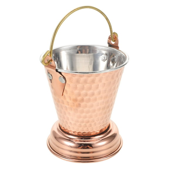 LOLIPPYY Hammered Metal Ice Bucket with Handle Rose Plated Chiller for Parties and Buffet