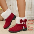 thumbnail image 6 of Rokment Bow Mid Calf Snow Boots for Women Girls 2025 Ethnic Fuzzy Warm Suede Bowknot Short Dress Ankle Booties, 6 of 6
