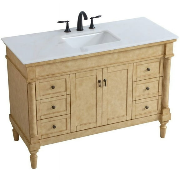 Elegant Decor Lexington 48" Single Marble Top Bathroom Vanity in Antique Beige