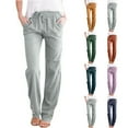 thumbnail image 2 of gakvbuo Linen Pants For Women High Waisted Pants Drawstring Elastic Business Casual Pants Work Pants Paper Pants Loose Flowy Dress Pants Trousers Straight Pants With Pockets, 2 of 6