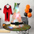 thumbnail image 5 of Halloween Light Up Witch Hat for Kids Adults Cartoon Pumpkin Print LED Light Wide Brim Wizard Hats for Cosplay, 5 of 6