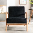 thumbnail image 2 of Classic Mid Century Modern Accent Chairs for Living Room or Bedroom, Espresso Finish Open-Framed Armchair with Plush Cushioning and Velvet Fabric, Black, 2 of 5