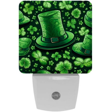 

St. Patrick s Day LED Square Night Lights - Stylish and Functional Nightlight for Better Sleep - Energy Saving Plug-in Wall Light with Auto Sensor