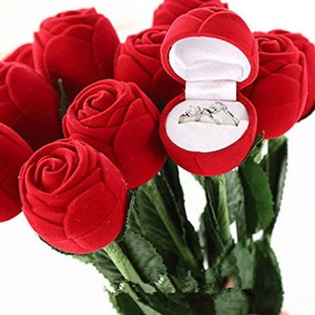 Rings 1 Box - Jewelry Rose Box Wedding Engagement Ring Valentine Gift Box Case - One Rose Box