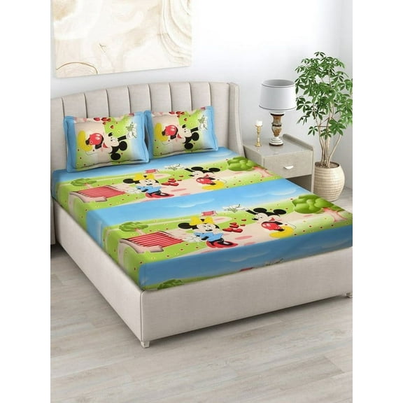 The Bedilco Microfiber soft Cotton King Bedsheet for Double Bed, King Size 90 Inches X 100 Inches with 2 Pillow Covers
