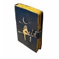 thumbnail image 3 of Witch-Themed Leather Journal, 5x7 Inch Notebook with Moon & Broom Design, 200 Handmade Paper Pages, Vintage Locking Diary for Writing & Sketching, 3 of 6