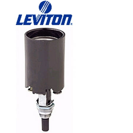 Bottom Turn Knob Socket - Leviton 4155-53 Candle Socket Lampholder Medium Base One-Piece Single Circuit ON-OFF Integral Turn Knob - Black