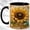 Black, variant on Golden Sunflower Coffee Mug, Floral Sunflower Mug, Ceramic 11 oz