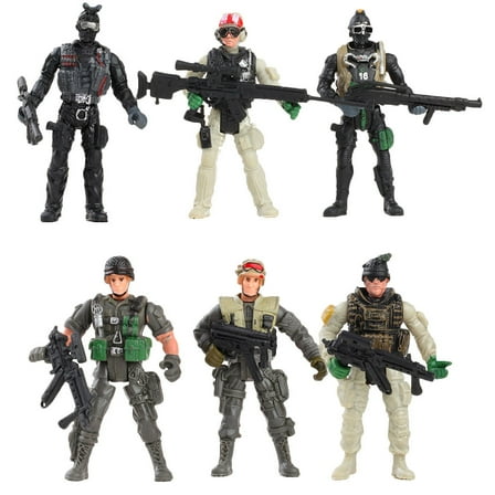 WASHWEPE  6 Pcs Kids Soldier Figurines Plastic Model Toy Soldiers Child Man Green