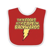 Inktastic These Fools Put My Cape on Backwards® Bolt Yellow Boys or Girls Baby Bib