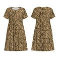 thumbnail image 5 of Defioc Leopard Print Brown Pattern Womens Summer Dresses Short Sleeve Sundress 2025 Beach Vacation Dresses with Pockets -Large, 5 of 6