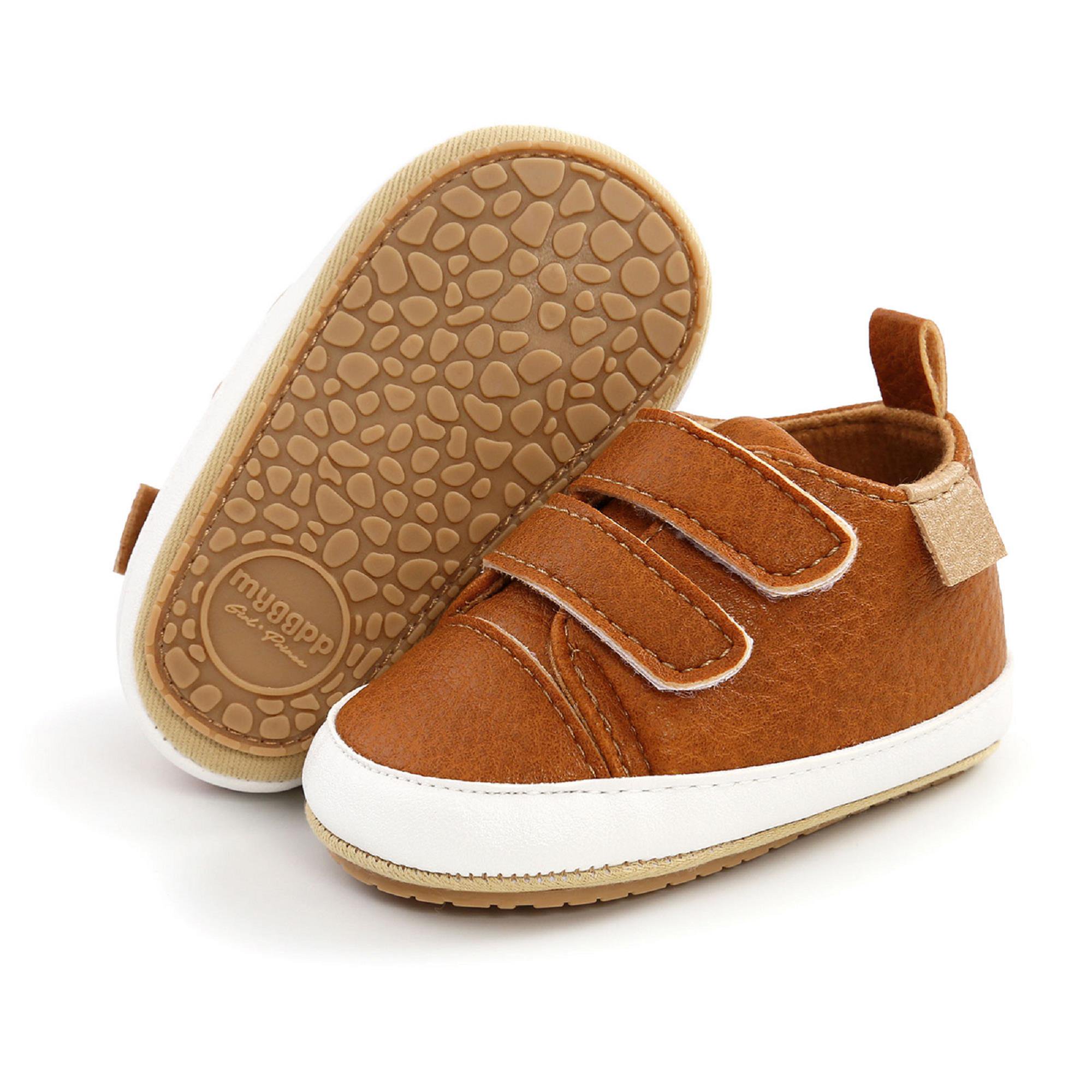 Hook-and-Loop Fastening Leather Trainers for Babies