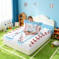 thumbnail image 4 of Manfei Sport Baseball Twin Fitted Sheet, Ice Cream Drip Letter NBedding, Light Blue N 2 Pieces, 1 Fitted Sheet and 1 Pillowcase, 4 of 6