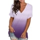 thumbnail image 2 of Fiudx Liquidación de Ofertas Flash Blusa con Estampado Degradado a La Moda para Mujer, Camisetas Holgadas de Manga Corta con Cuello En V, 2 of 7