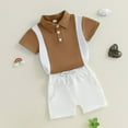 thumbnail image 2 of Toddler Boy Summer Clothes Kids Summer Short Sleeve Casual Stripe Polo Shirt and Short Suit Back to School Outfit Outfit Boy Teen Outfits Boys, 2 of 7