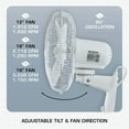 thumbnail image 6 of Hurricane Supreme 18 Inch 90 Degree Oscillating 3 Speed Wall Fan (2 Pack), 6 of 12