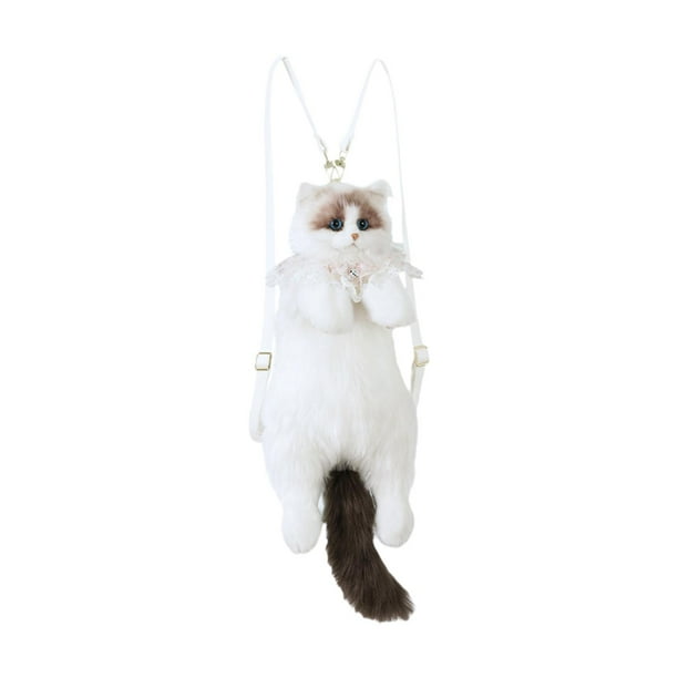 Mochila con forma de gato, mochila de peluche de dibujos animados para regalo de cumpleaños informal al aire libre Estilo D